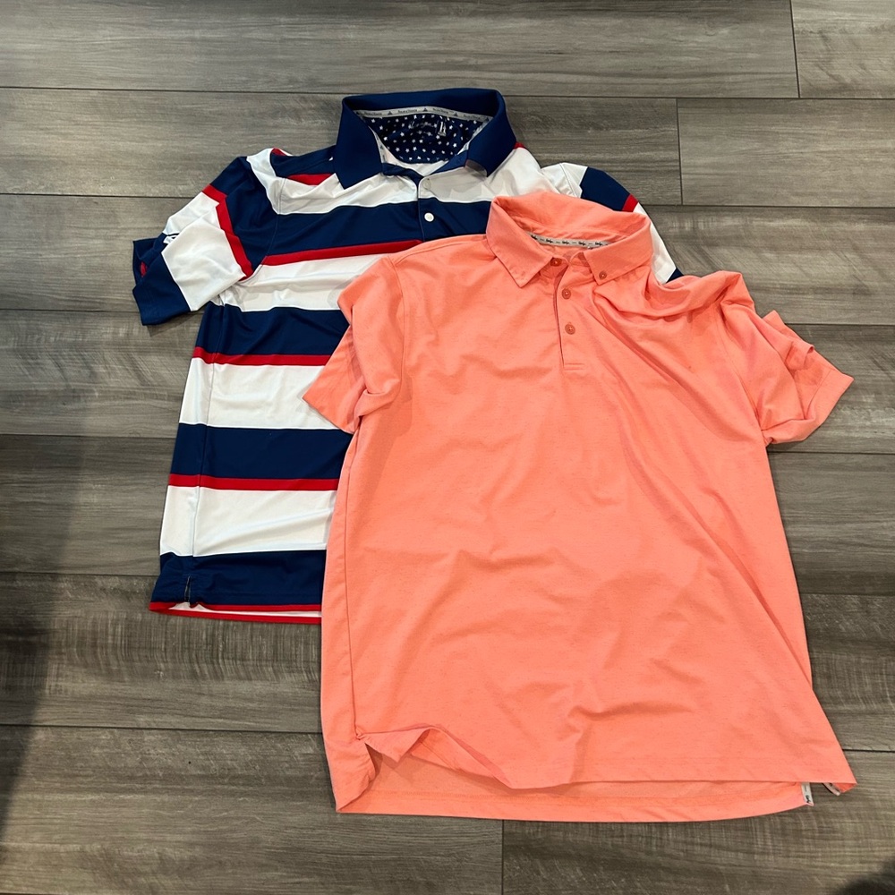 Striped Navy and White Mens Polo Shirt